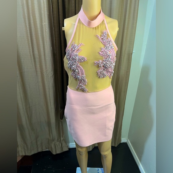 Sexy Mini Birthday Cocktail Dress Women Pink Mini Dress - Picture 3 of 13